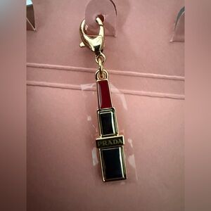 Prada Gold, Red, and Black Lipstick Key Charm